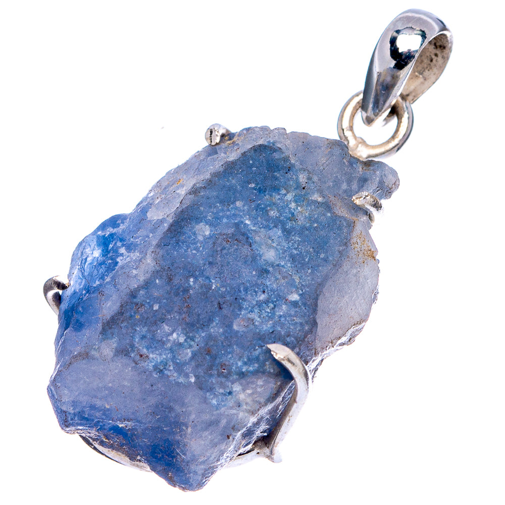 Raw Dumortierite Pendant 1 3/8" (.925 Sterling Silver)
