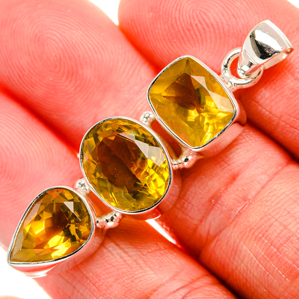 Faceted Citrine Pendant 2" (925 Sterling Silver) PD38054