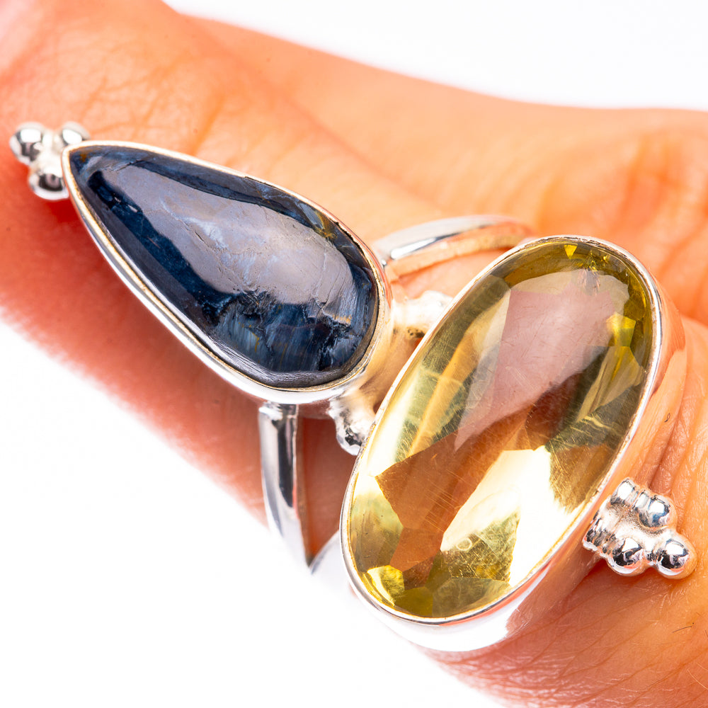 Large Lemon Quartz, Pietersite Ring Size 6 (925 Sterling Silver) R140671