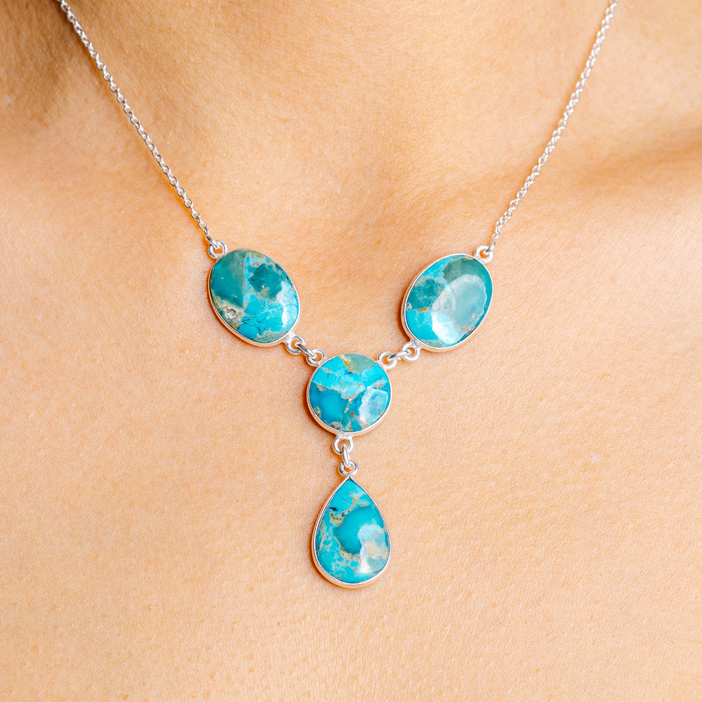 Mohave Turquoise Necklace 17 to 18" (.925 Sterling Silver)