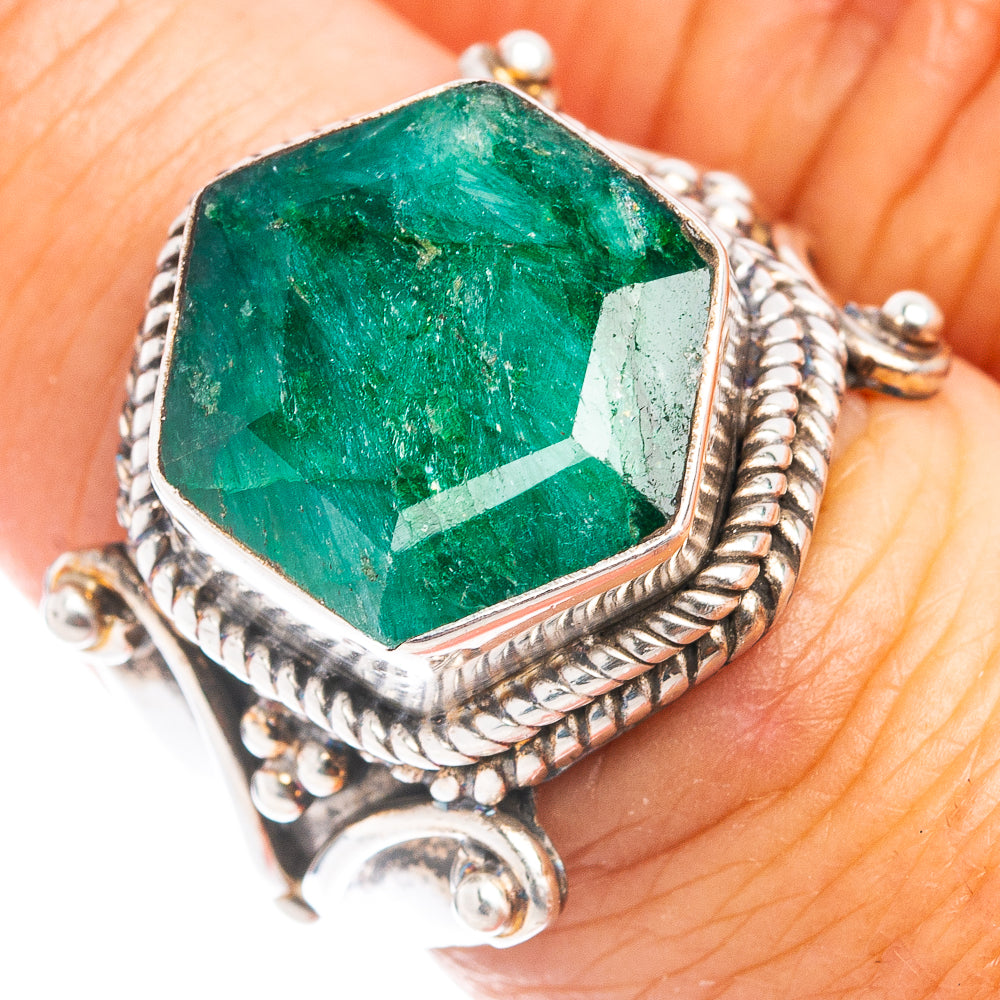 (Classic Series) Green Sillimanite Ring Size 7.25 (.925 Sterling Silver)