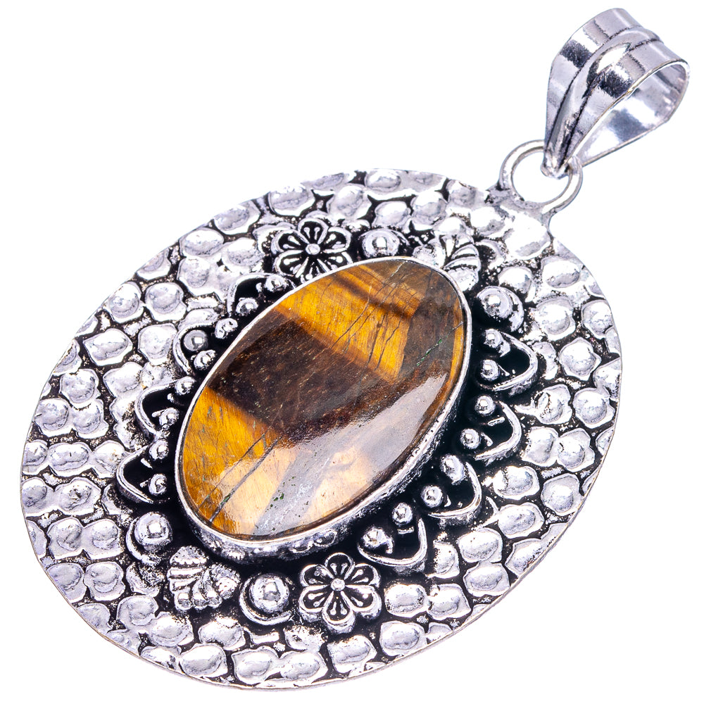 Tiger's Eye Pendant  2 3/8" (German Silver)
