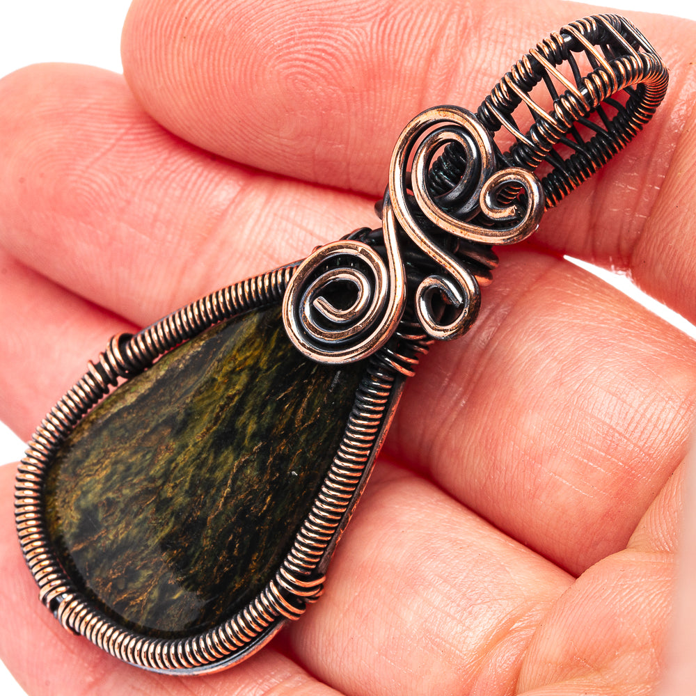 Pietersite Wire Wrap Pendant 2 1/4" (Oxidized Copper)
