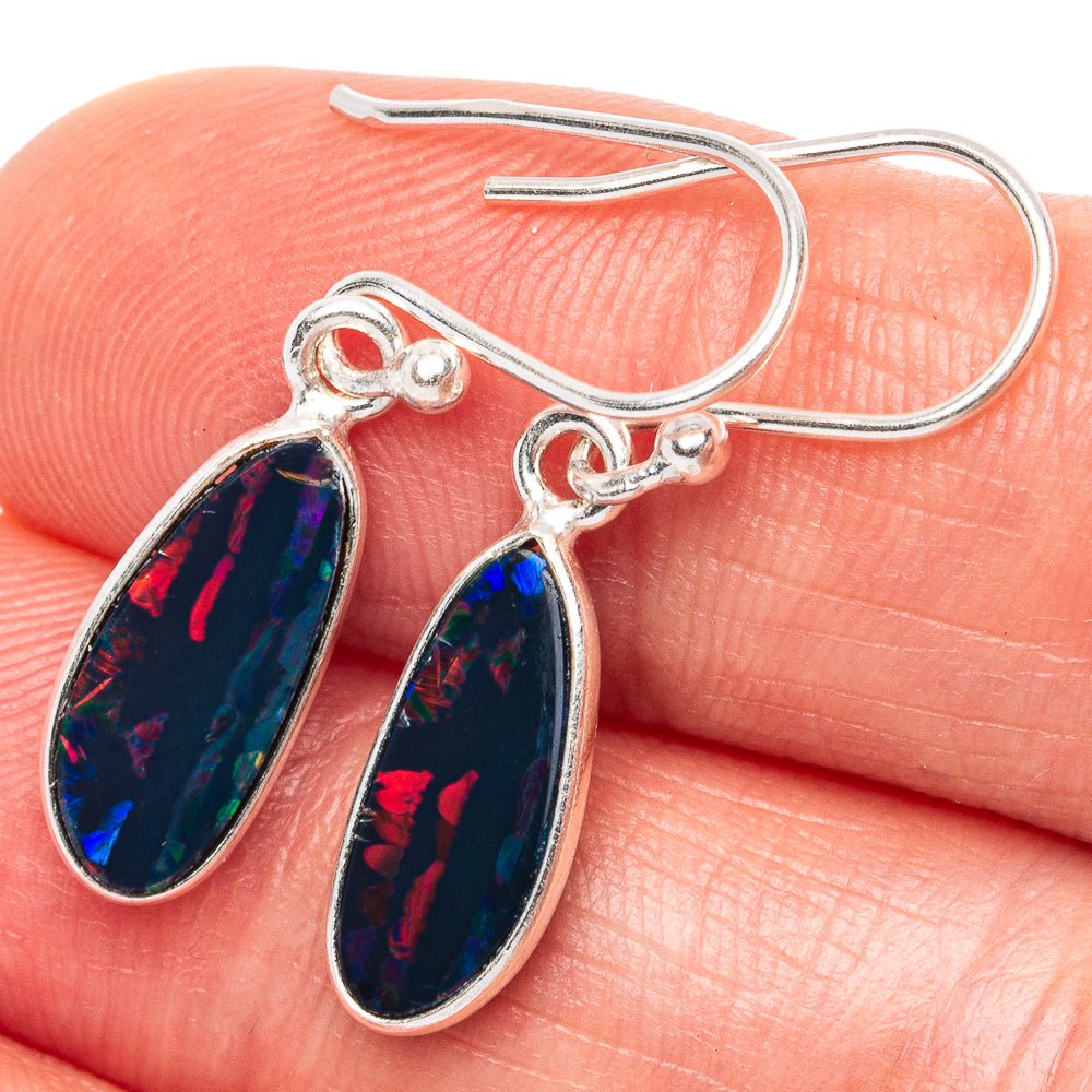 Rare Doublet Opal Earrings 1 1/8" (925 Sterling Silver) E1938