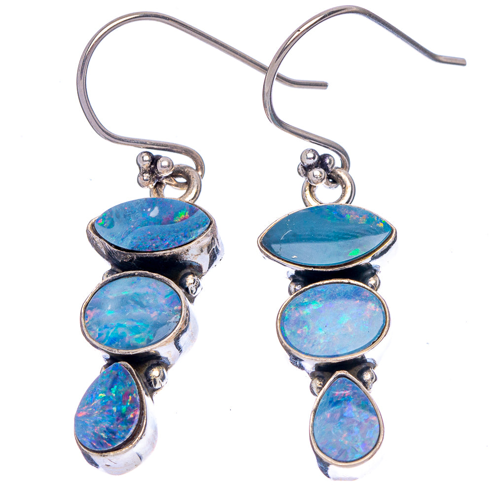 Rare Doublet Opal Earrings 1 5/8" (.925 Sterling Silver)