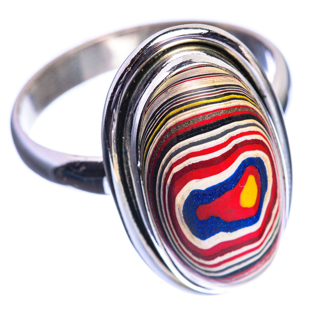 Rainbow Calsilica 925 Sterling Silver Ring Size 10