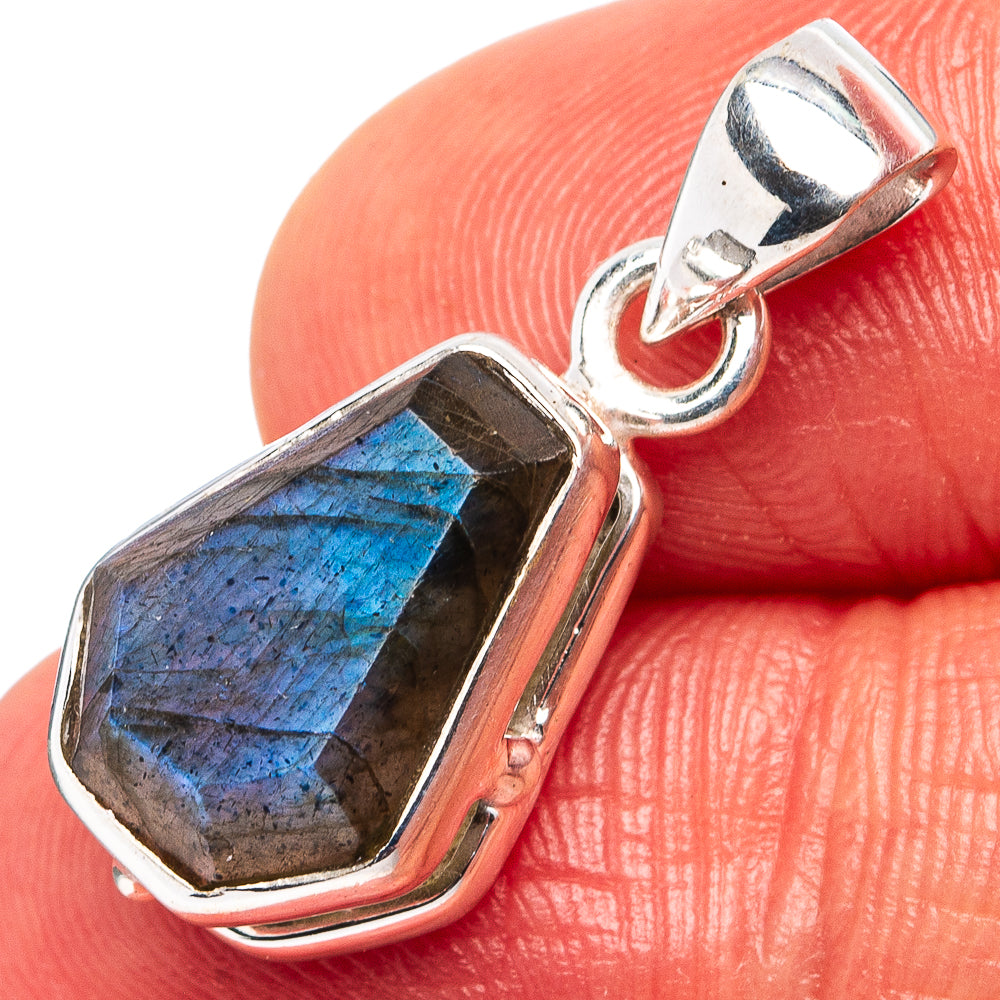Faceted Labradorite Dainty Pendant 1" (.925 Sterling Silver)