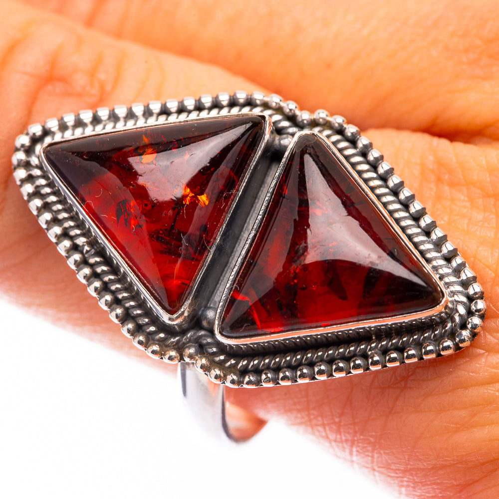 Large Baltic Amber Ring Size 11 (925 Sterling Silver) R141460