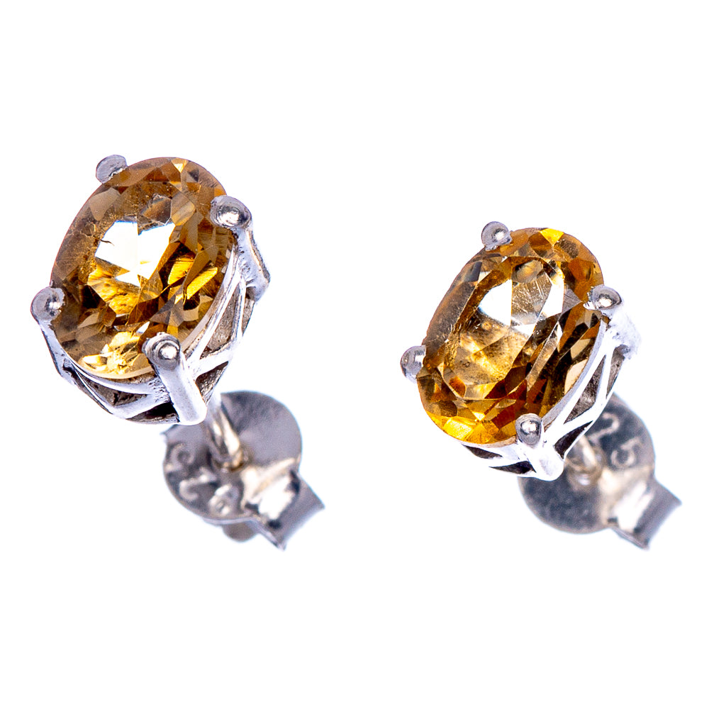 Faceted Citrine Dainty Earrings 1/4" (925 Sterling Silver) E433542