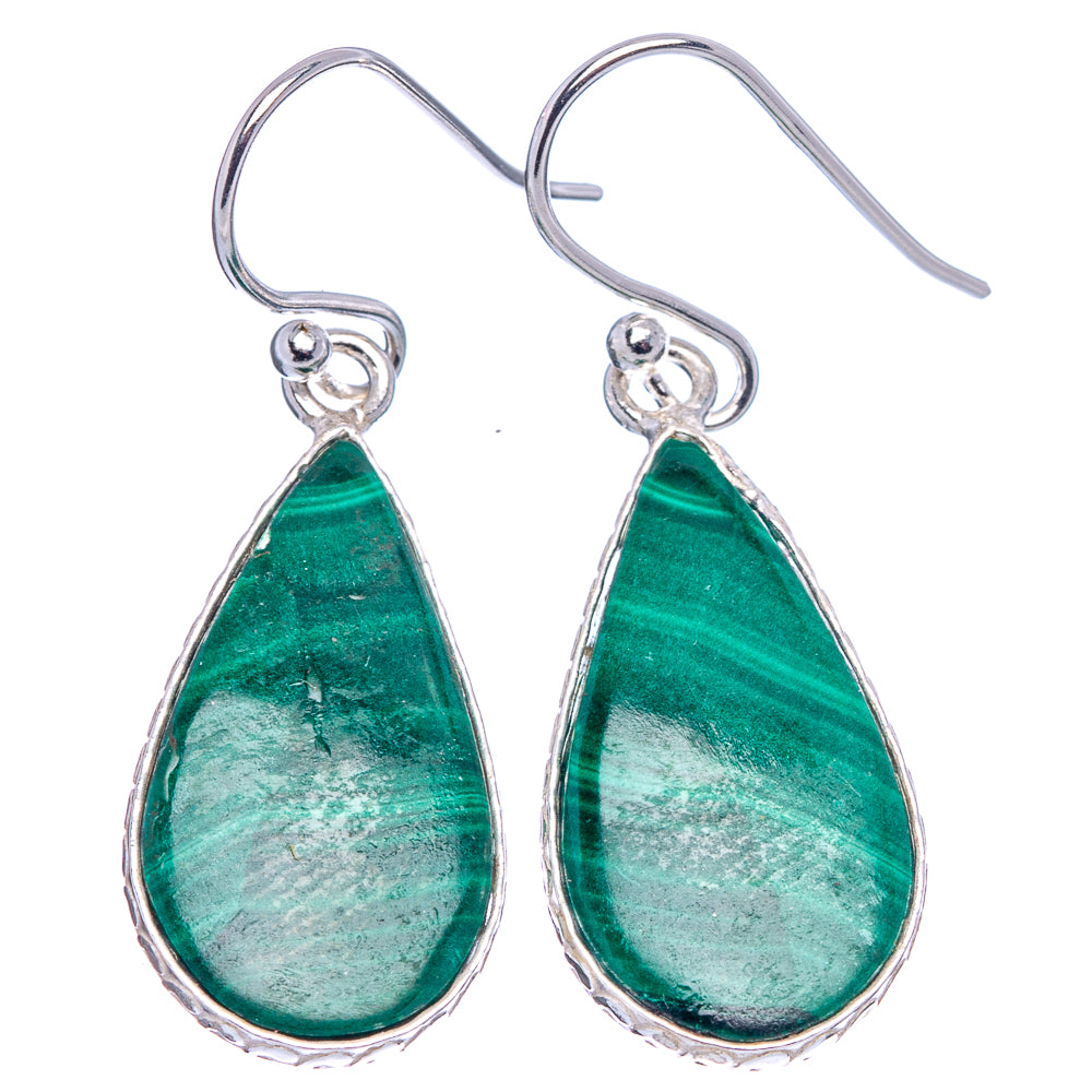 Malachite Earrings 1 3/8" (.925 Sterling Silver)