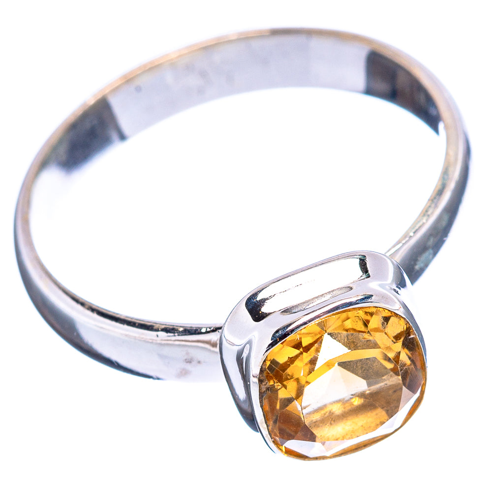 Faceted Citrine Ring Size 7.25 (.925 Sterling Silver)