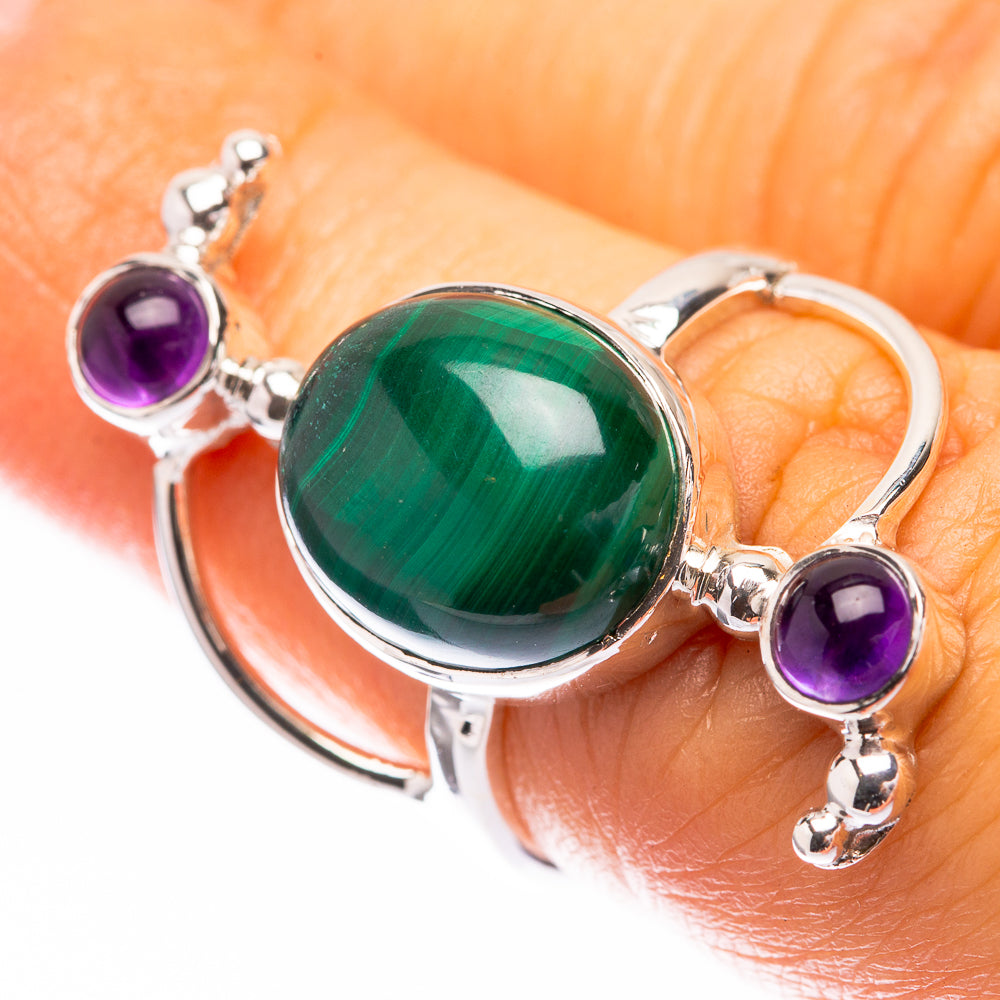 Premium Malachite, Amethyst Ring Size 6.25 (925 Sterling Silver) R141879