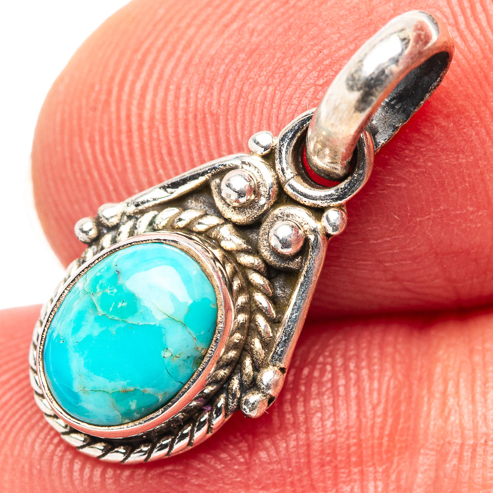 Dainty Mojave Turquoise Pendant 7/8" (.925 Sterling Silver)