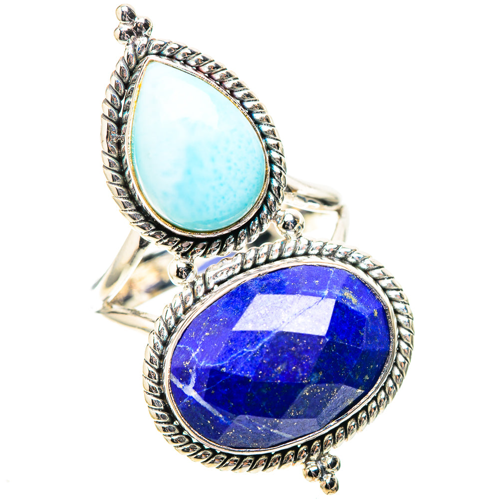 Large Lapis Lazuli, Larimar Ring Size 9.75 (925 Sterling Silver) RING138911