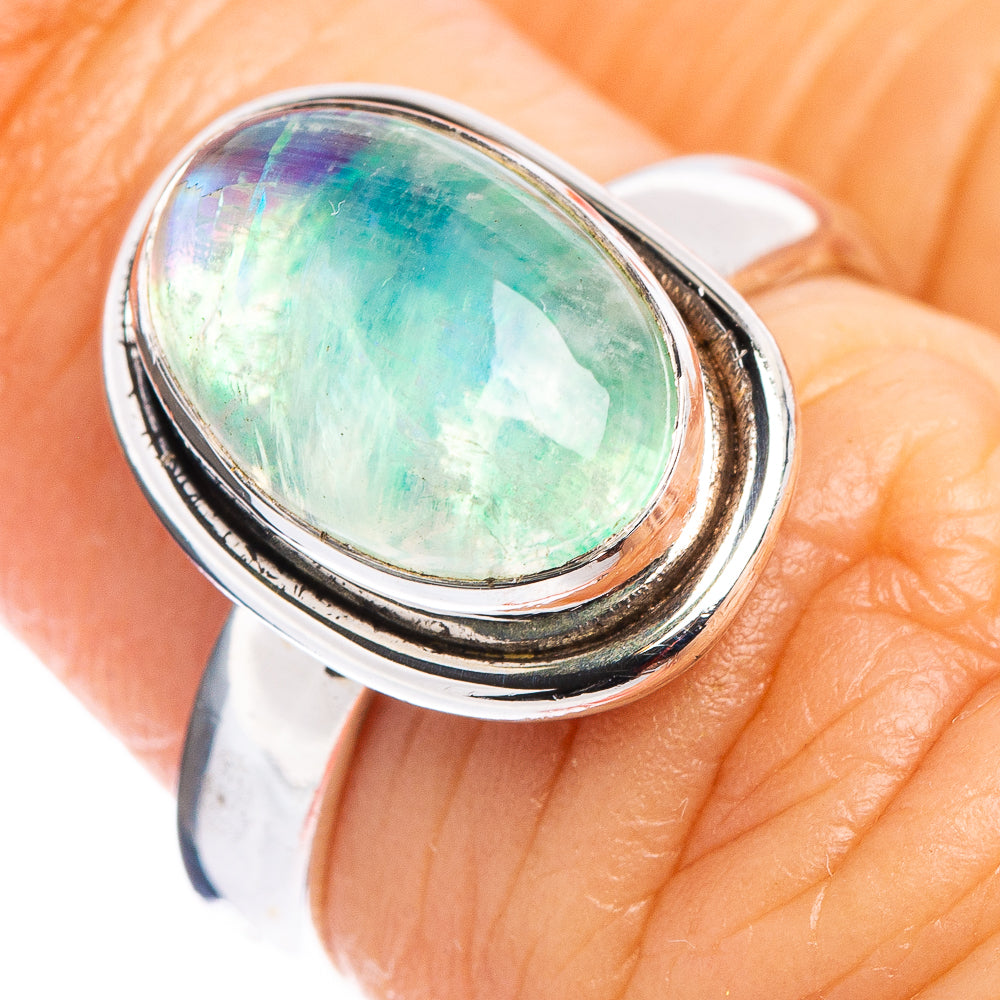 Green Moonstone Ring Size 6 (.925 Sterling Silver)