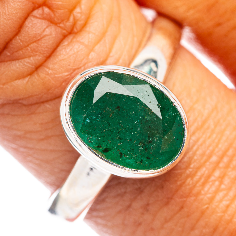 Rare Premium Faceted Zambian Emerald Ring Size 9.75 (.925 Sterling Silver)