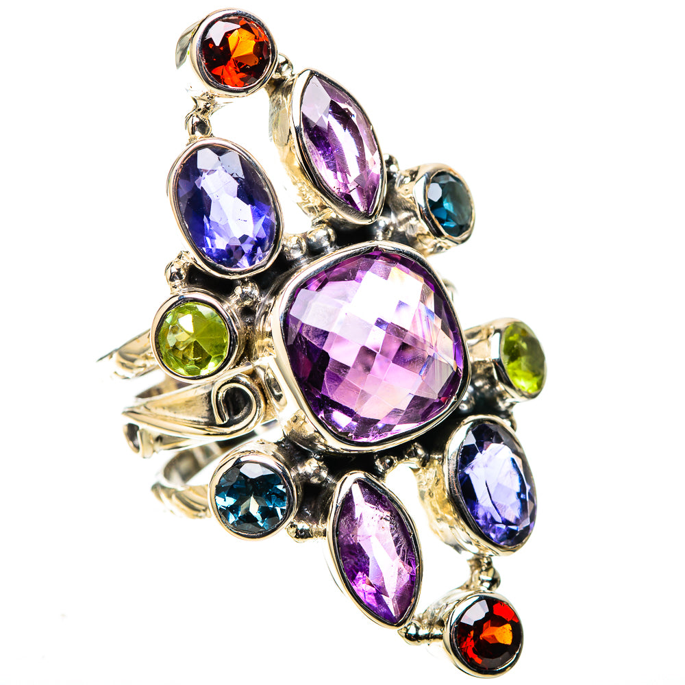 Signature Large Amethyst, Tanzanite, Peridot, Blue Quartz, Garnet Ring Size 7 (925 Sterling Silver) RING138183