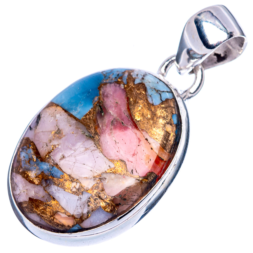 Pink Opal In Kyanite Pendant 1 1/4" (925 Sterling Silver) P42528