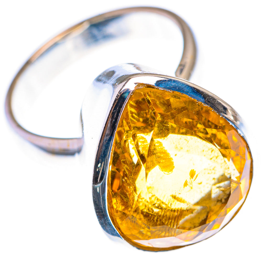 Large Faceted Citrine Ring Size 7.25 (925 Sterling Silver) RING140006