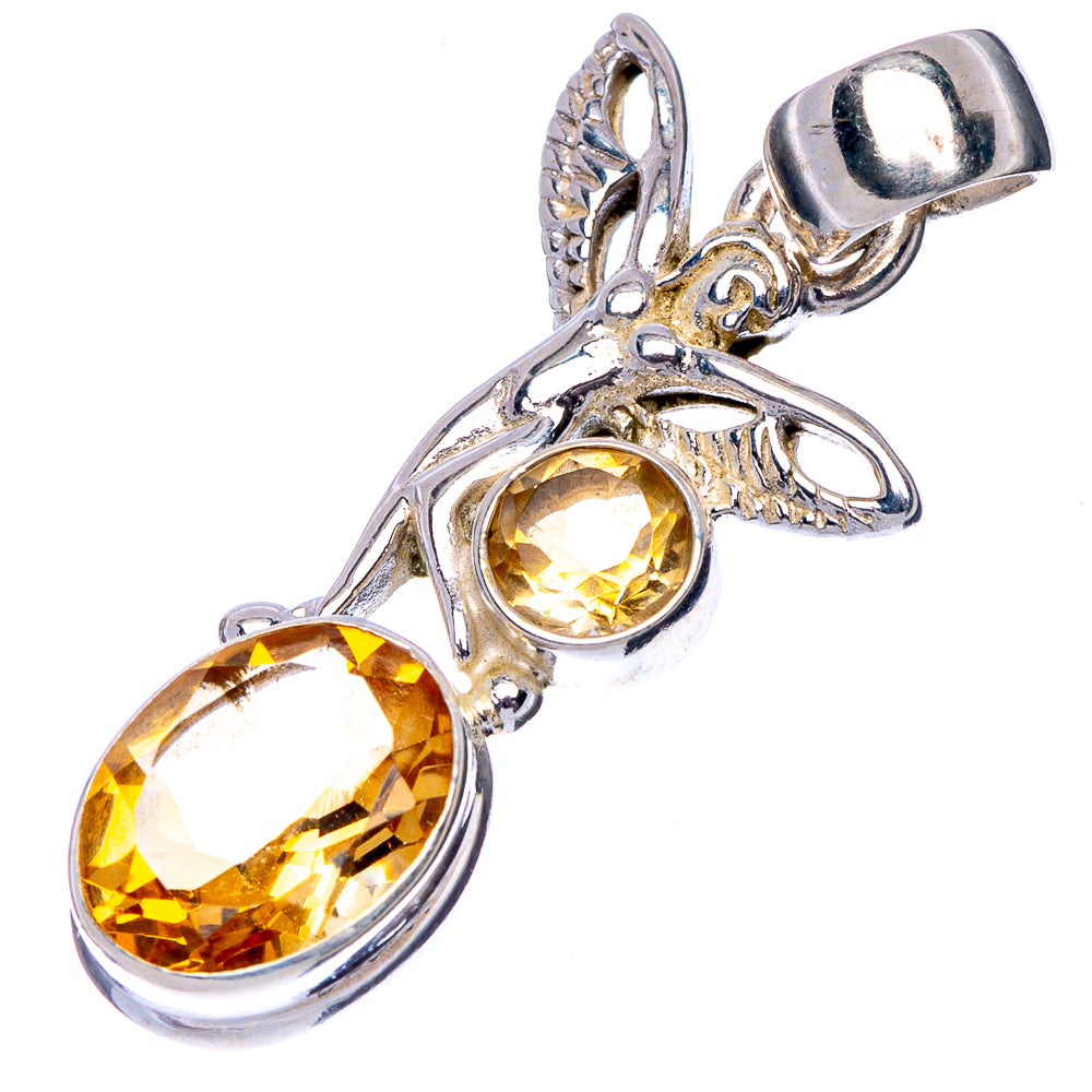 Faceted Citrine Fairy Pendant 1 3/8" (925 Sterling Silver) P41149