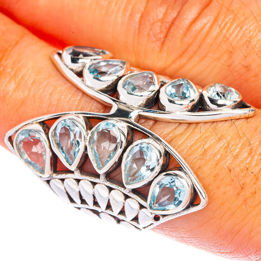Large Blue Topaz Ring Size 7.5 (925 Sterling Silver) R144493