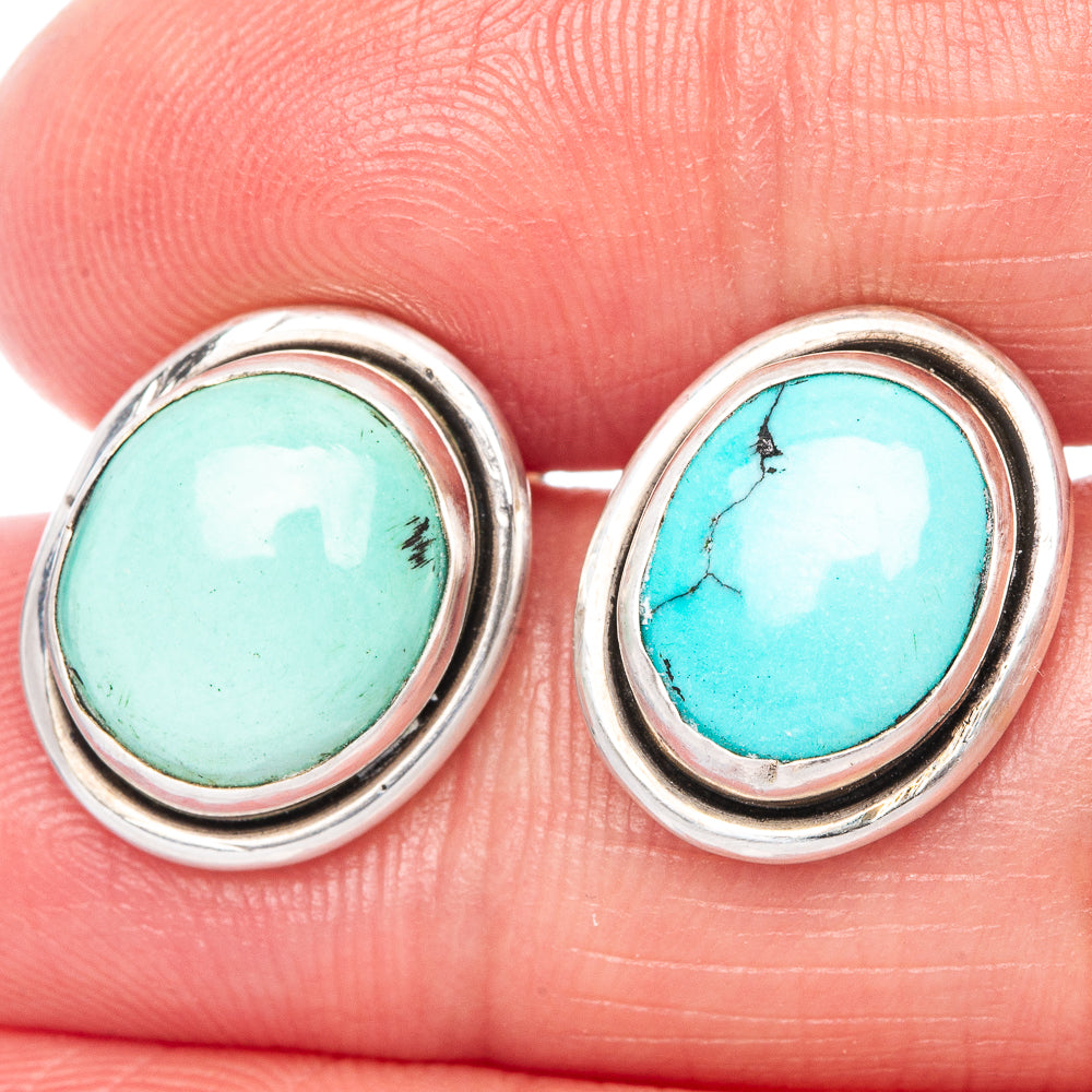 Tibetan Turquoise Earrings 5/8" (925 Sterling Silver) E433146