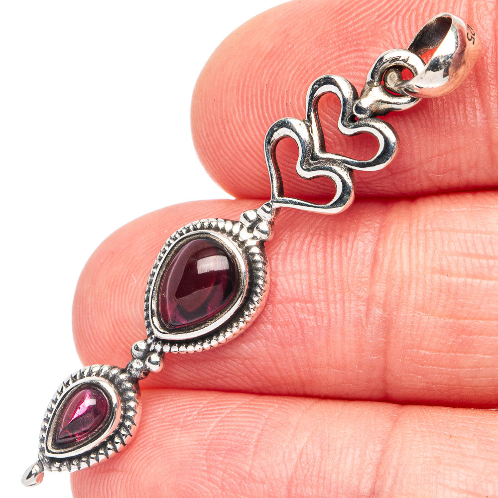 Garnet Pendant 1 3/4" (925 Sterling Silver) P45434