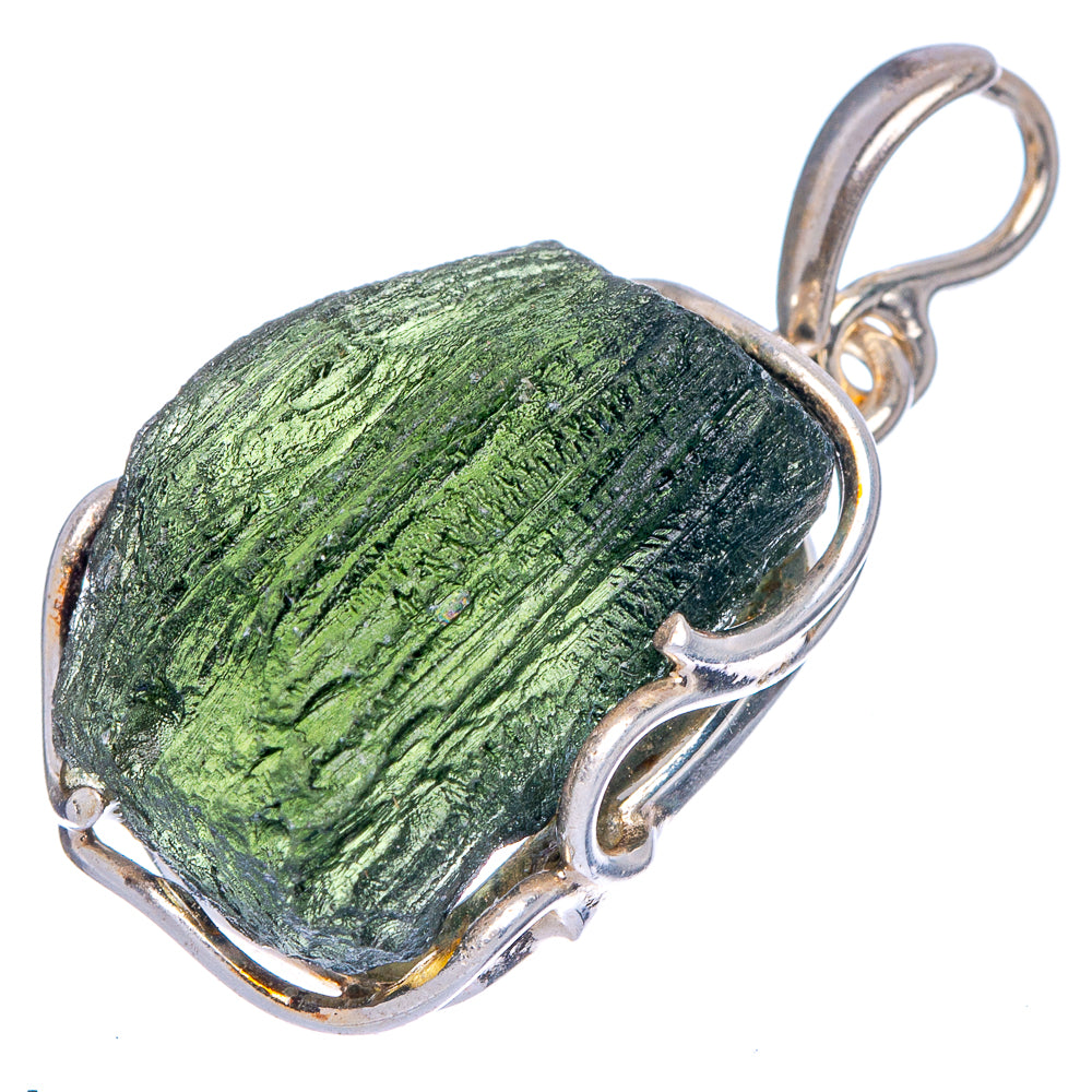 Czech Moldavite Pendant 1 3/8" (925 Sterling Silver) P40105