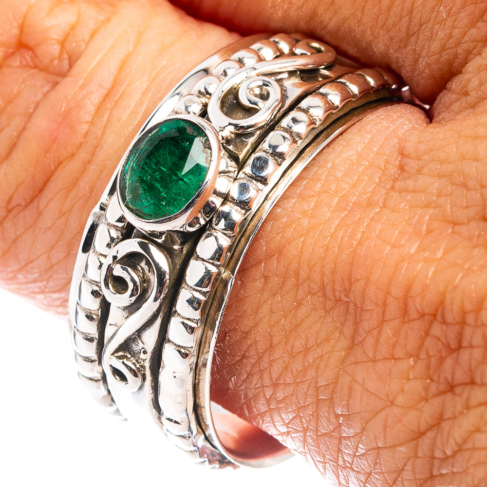 Premium Zambian Emerald Ring Size 10.75 (.925 Sterling Silver)