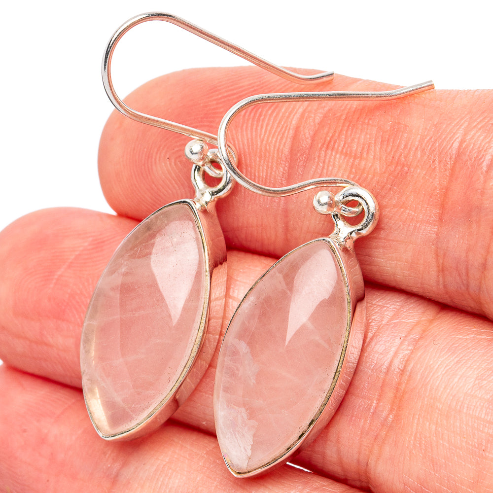 Rose Quartz Earrings 1 5/8" (925 Sterling Silver) E2798