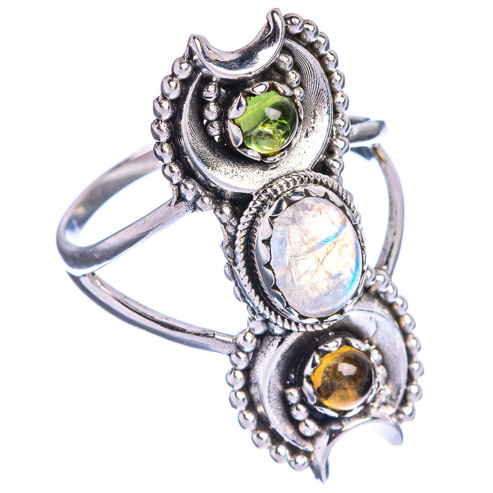 Rainbow Moonstone, Peridot, Citrine Ring Size 9.75 (925 Sterling Silver) R144254