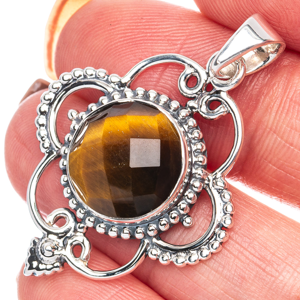Premium Tiger Eye Pendant 1 1/2" (925 Sterling Silver) P41845
