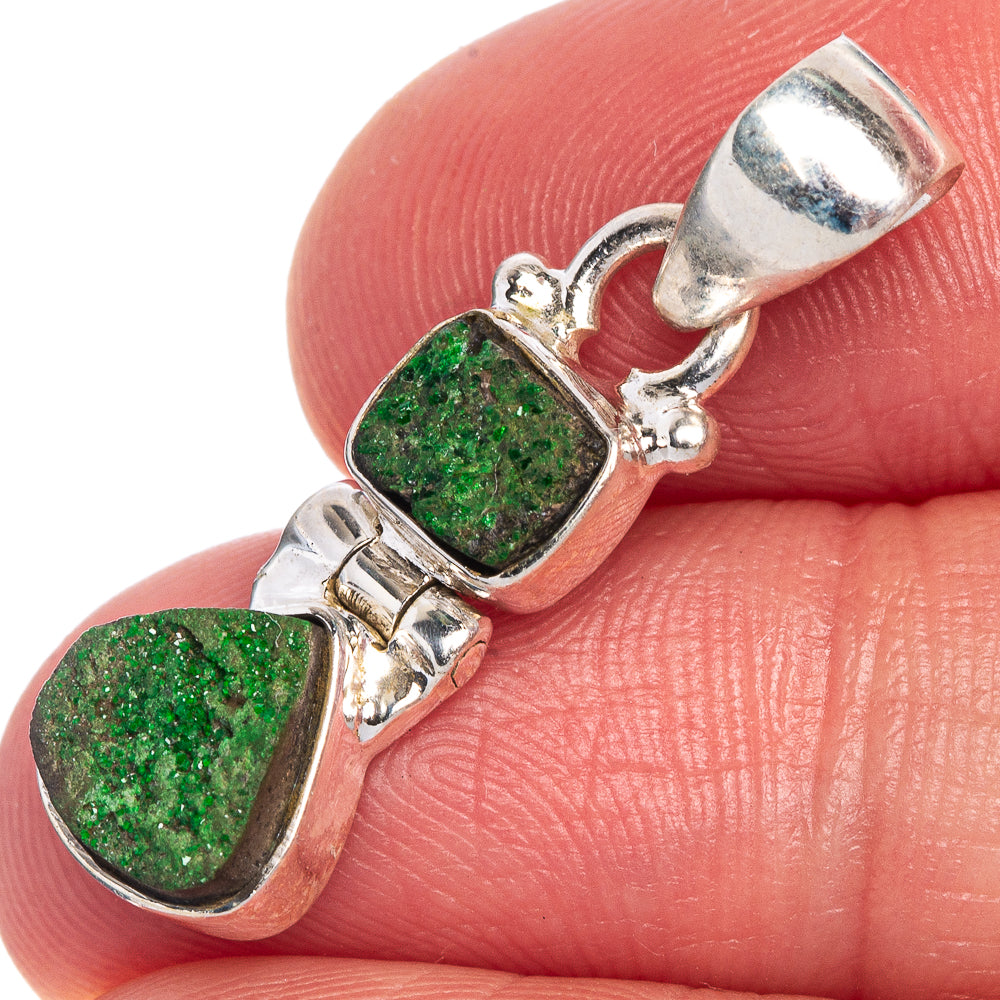 Rare Uvarovite Garnet Pendant 1 1/8" (925 Sterling Silver) P40641