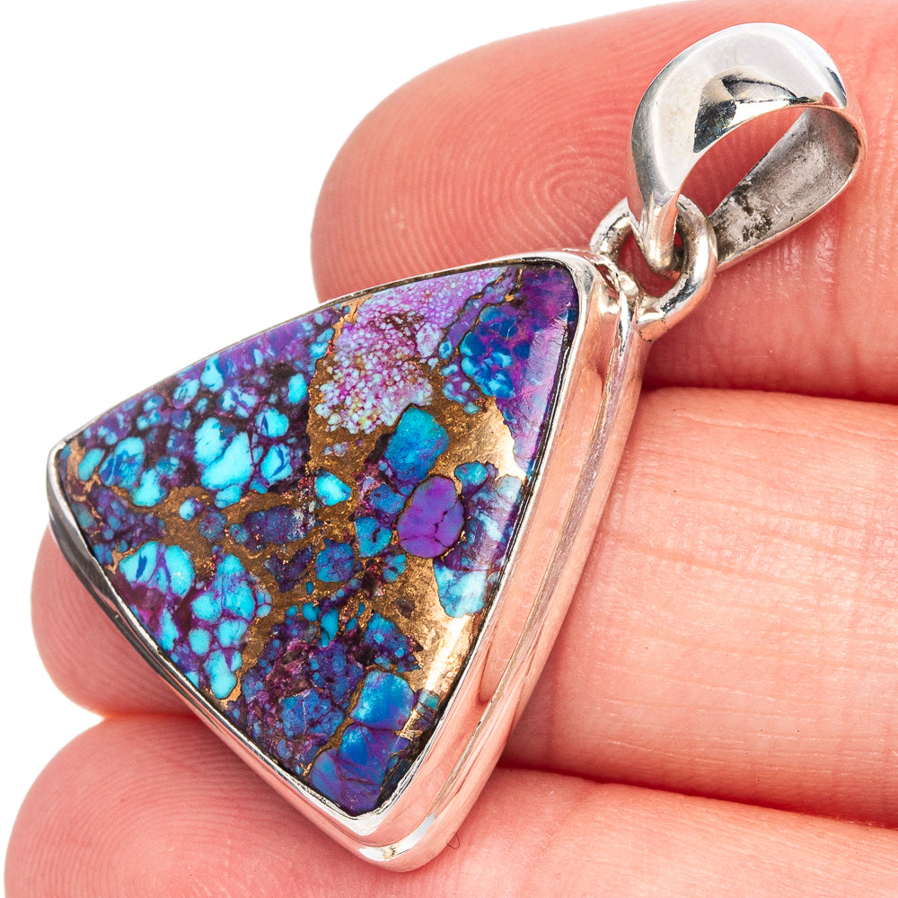 Purple Copper Composite Turquoise Pendant 1 3/8" (925 Sterling Silver) P40585