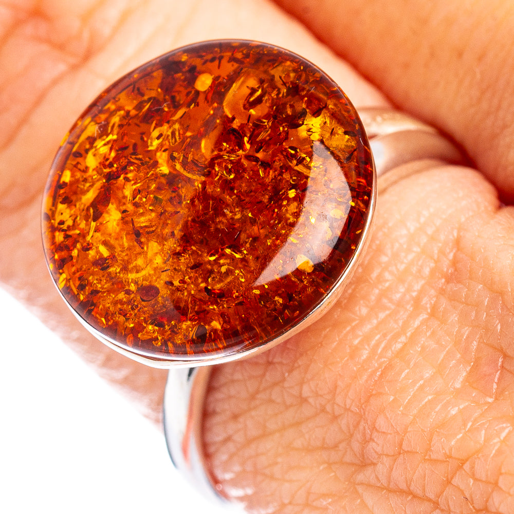 Baltic Amber Ring Size 7 Adjustable (.925 Sterling Silver)