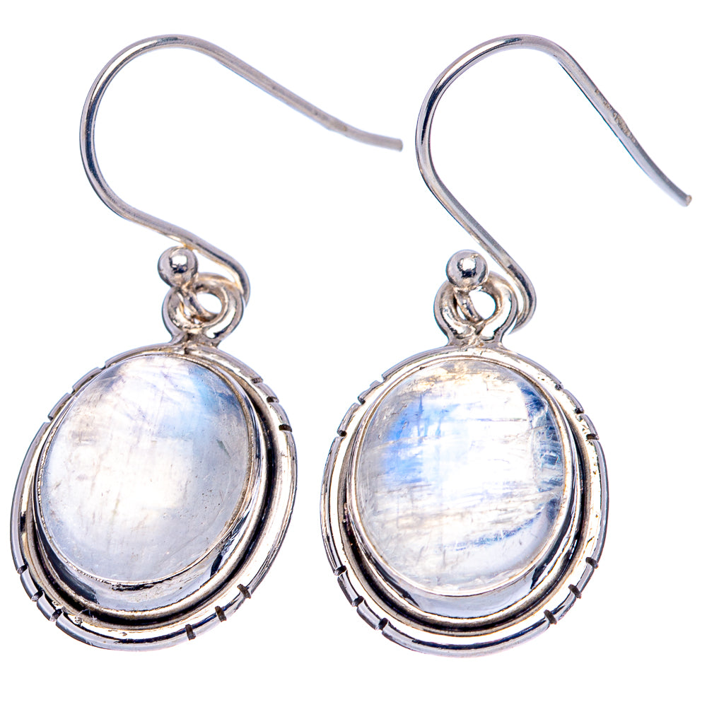 Rainbow Moonstone Earrings 1 1/4" (.925 Sterling Silver)