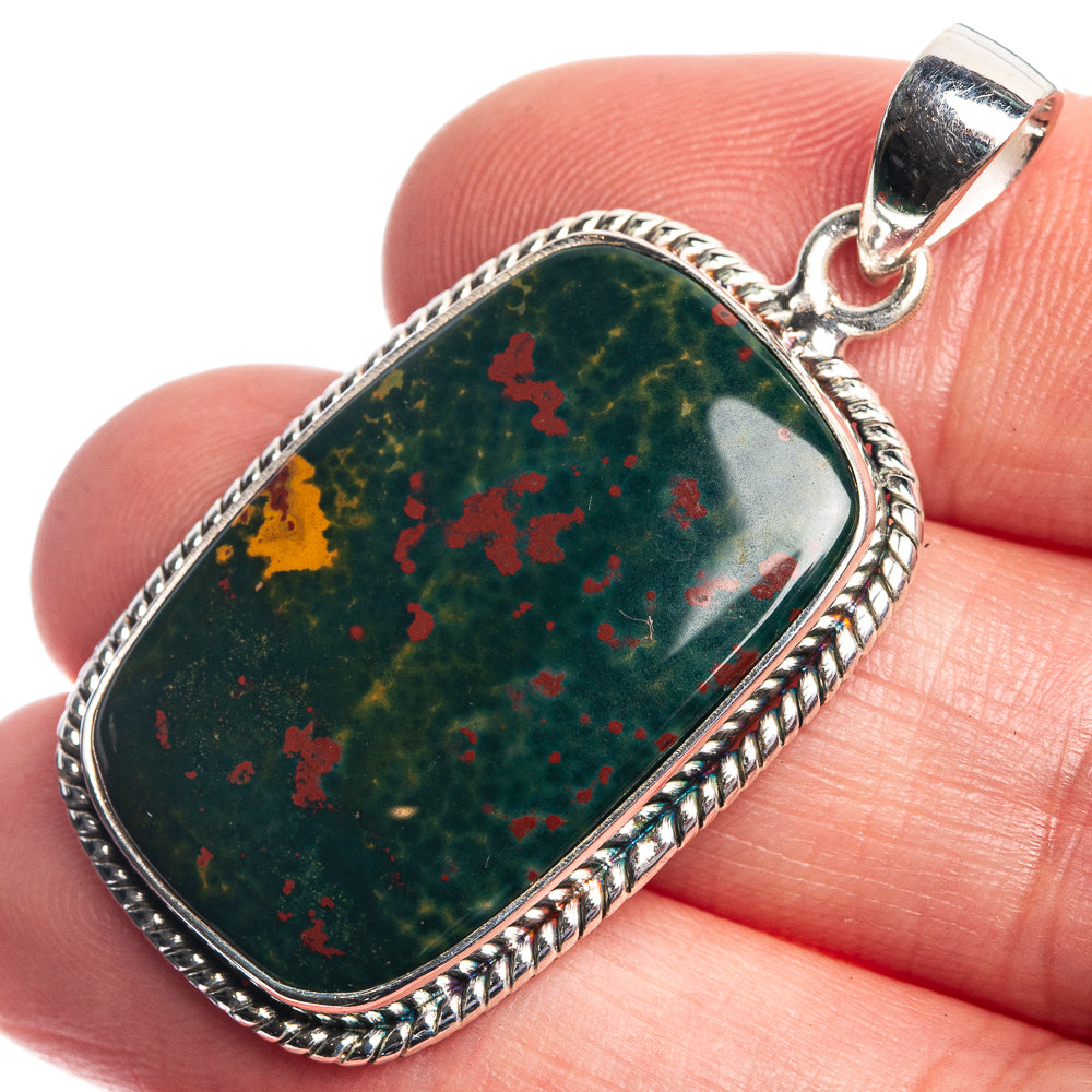 Bloodstone Pendant 1 5/8" (925 Sterling Silver) P39772
