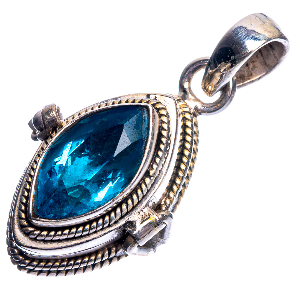 Poison Blue Topaz Pendant 1 3/8" (925 Sterling Silver) P39216