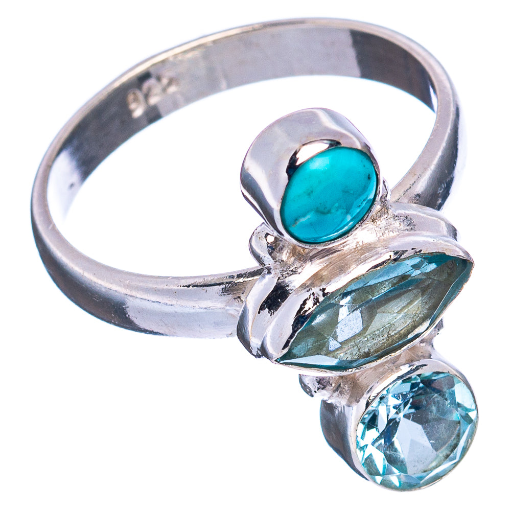 Blue Topaz, Turquoise Ring Size 7.25 (.925 Sterling Silver)