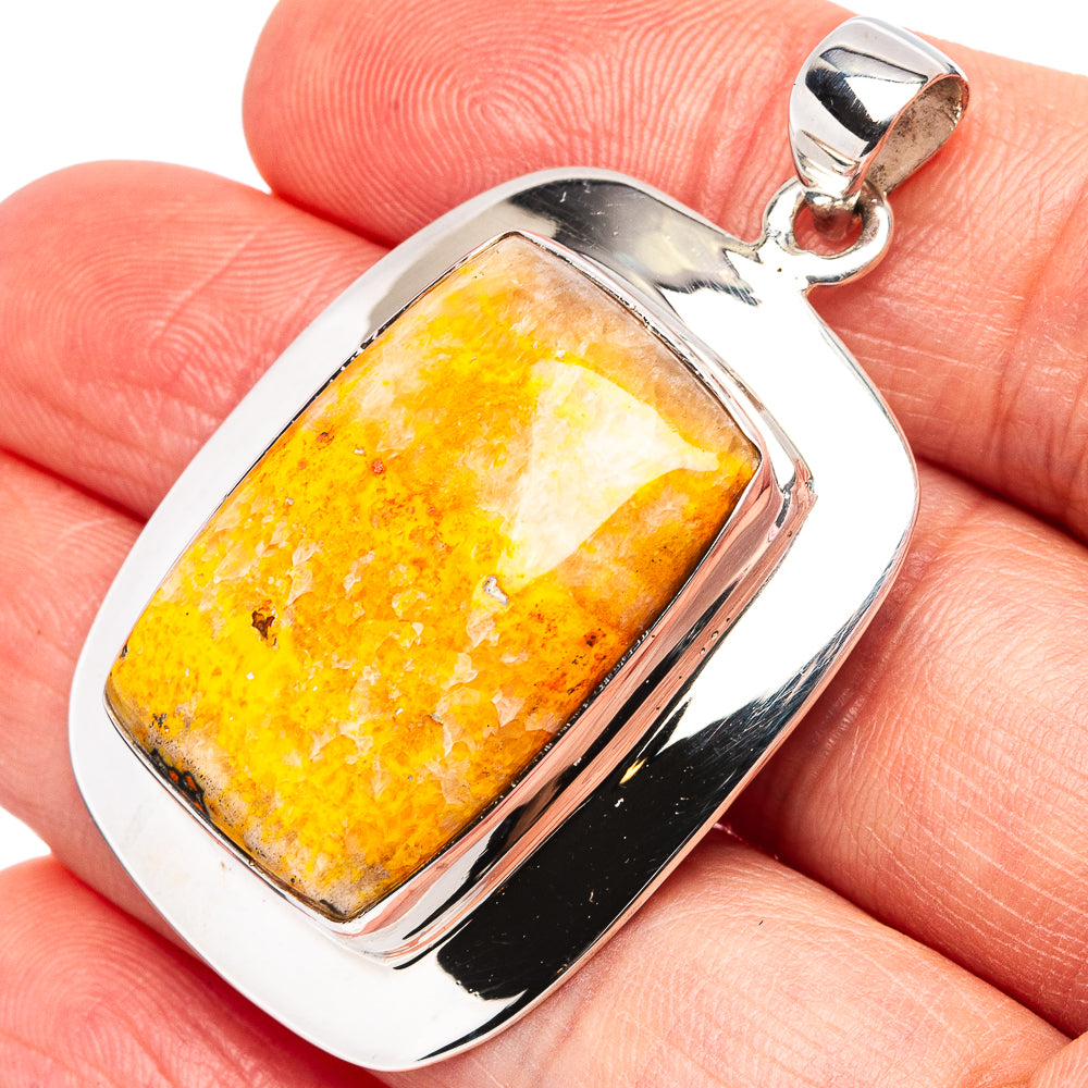 Premium Bumblebee Jasper Pendant 1 3/4" (.925 Sterling Silver)