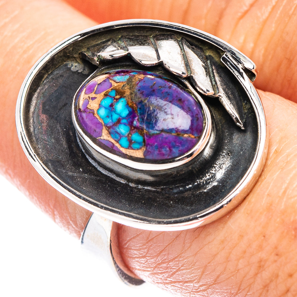 Exclusive Purple Copper Turquoise Ring Size 7 Adjustable (.925 Sterling Silver)