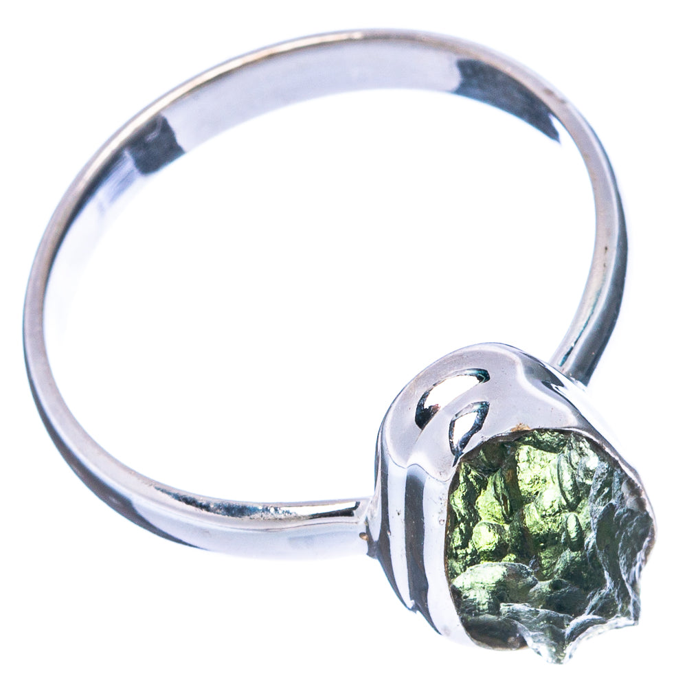 Rare Raw Moldavite Ring Size 10 (.925 Sterling Silver)