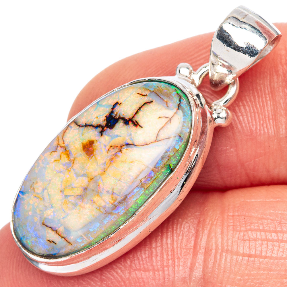 Rare Sterling Opal Pendant 1 1/4" (925 Sterling Silver) P41613