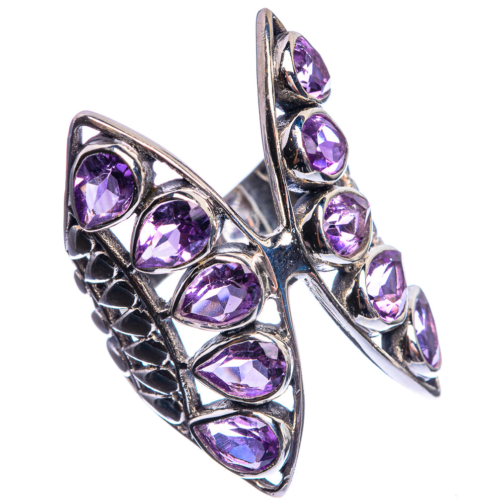 Large Faceted Amethyst 925 Sterling Silver Ring Size 6.25