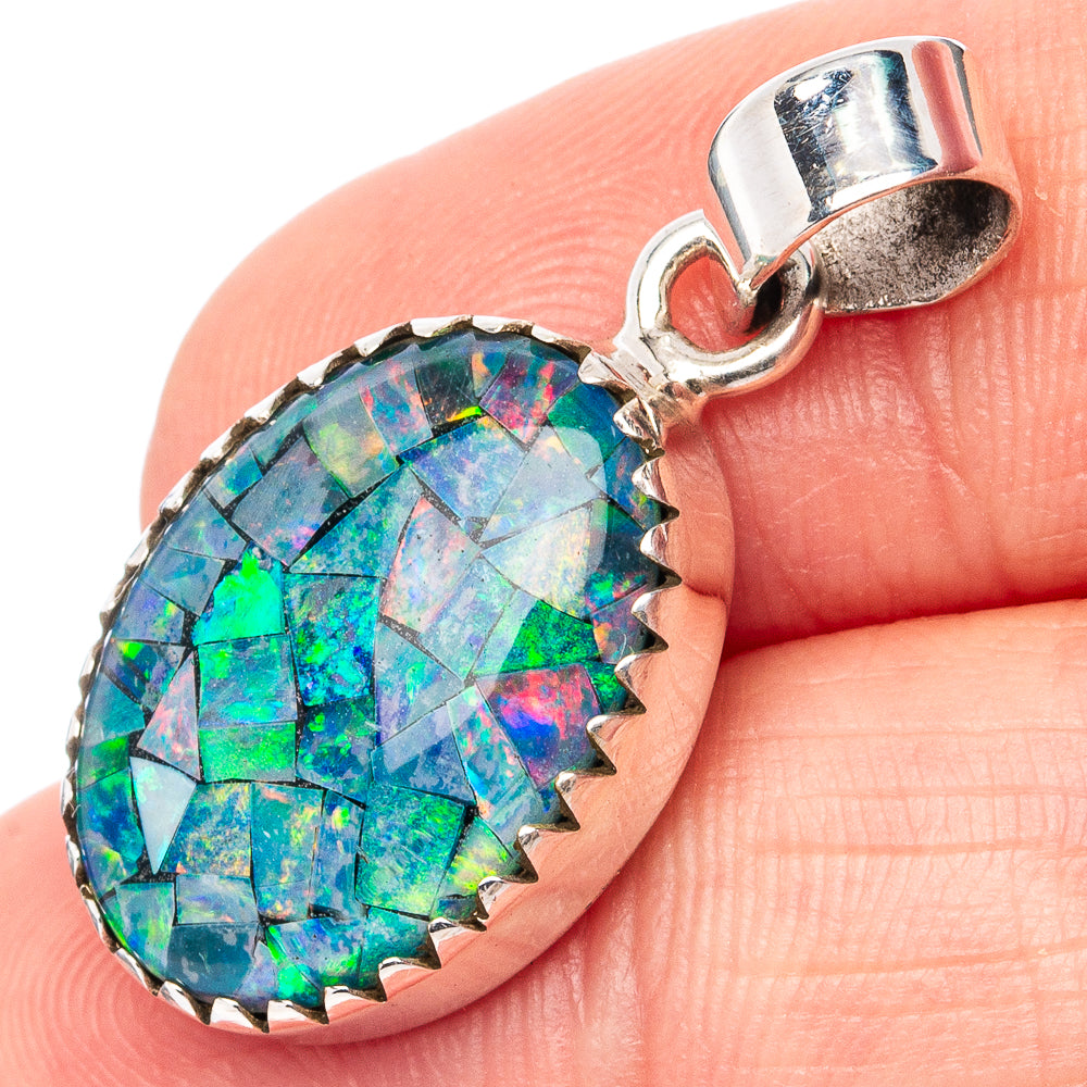 Rare Triplet Opal Pendant 1 1/4" (.925 Sterling Silver)