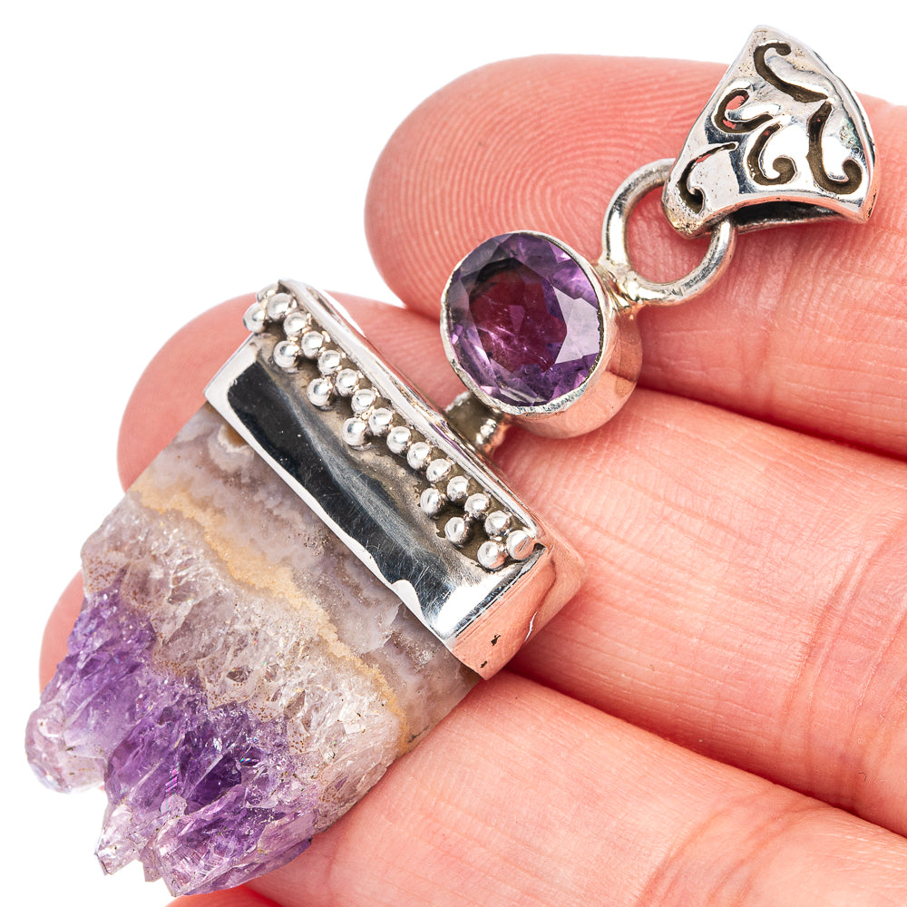 Amethyst Stalactite, Amethyst Pendant 2" (925 Sterling Silver) P40109