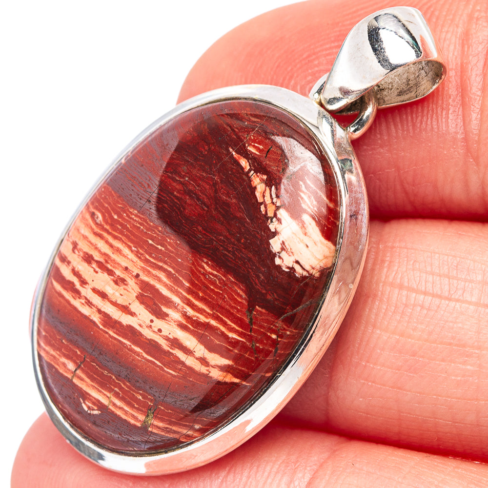 Red Snakeskin Jasper Pendant 1 3/8" (.925 Sterling Silver)