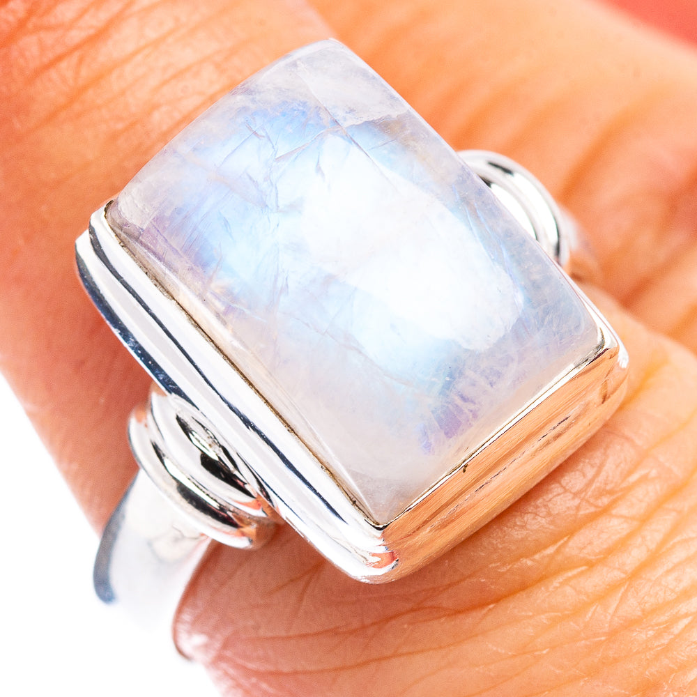 Rainbow Moonstone Ring Size 7.75 (.925 Sterling Silver)