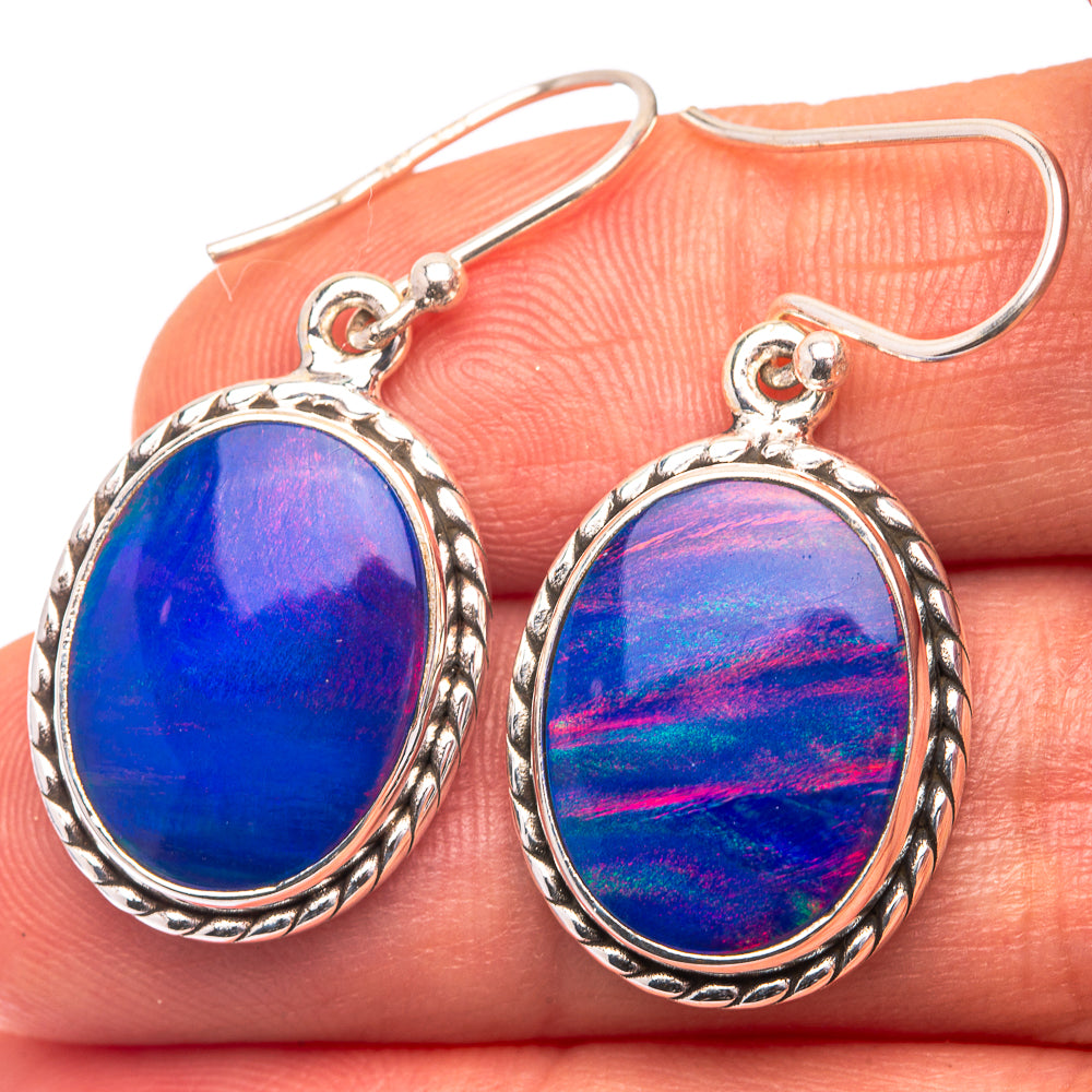 Aura Opal Earrings 1 3/8" (925 Sterling Silver) E432302
