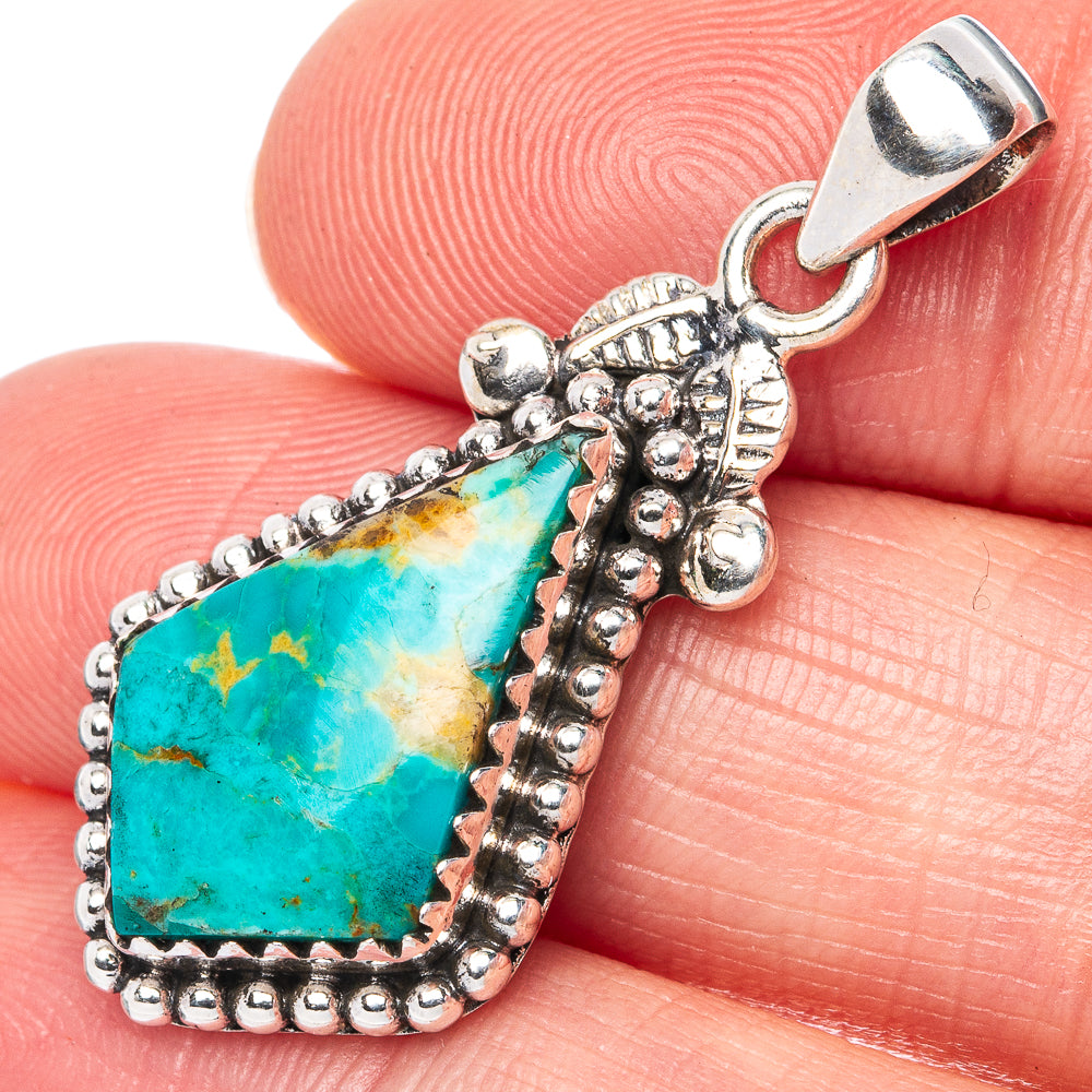 Rare Arizona Turquoise Pendant 1 3/8" (925 Sterling Silver) P42233